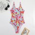 2023 new European and American Amazon cross-border one-piece bikini digital print tight backless swimsuit for women in stock