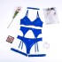 European and American Sexy Thin Perspective Temptation Underwear Mesh Comfortable Slimming Gather with Steel Ring Four Piece Set Lingerie