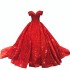 Foreign Trade Puffy Skirt 2024 Bridal Ball One Shoulder Red Dreamy Tail Wedding Dress Female Amazon eBay