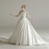 European and American satin wedding dress 2024 new model trailing bride slimming off one shoulder simple female internet celebrity wedding dress wholesale