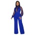 X6053 Cross border AliExpress Amazon Europe and America Fashion Women's Wear Hollow Perspective Long Sleeve Pants with Strap Up jumpsuit