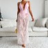 2024 New European and American Foreign Trade Beach Long Dress Bikini Lace Deep V Leakage Back Strap Sexy One Piece Swimsuit