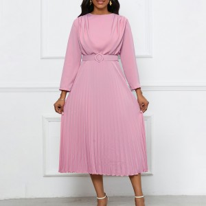 D462 Foreign Trade Women's Wear eBay New Style Elegant Folded Commuter OL Solid Color African Large Cross border Dress