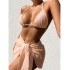 2024 new foreign trade swimsuit European and American backless sexy solid color bikini mesh short skirt bikini three piece set