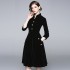 New Velvet Retro Stand up Collar Large Swing Skirt Fashionable and Elegant Slimming Dress