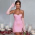 European and American 2024 summer season ins new women's clothing bright silk long sleeved sexy suspender short skirt temperament slim fit dress