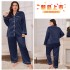 European and American cross-border plus size sleepwear women's long imitation silk sexy nightgown fashionable casual loose lace up sleepwear set