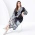 2024 Vacation - Palace style V-neck lantern sleeve double door placket printed long lace dress