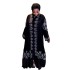 African ethnic style plus size dress, Middle Eastern Muslim style long robe, fashionable V-neck, front and rear rhinestone flared sleeves