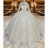 New Wedding Dress Heavy Industry Embroidered Bead Lace Elegant Long Sleeve Pong Princess Skirt Tail Wedding Dress 6200