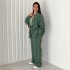 European and American casual suit foreign trade women's clothing 2024 spring new item solid color loose shirt top wide leg pants two-piece set