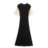 AliExpress Women's New French style Fragrant Lace Sleeve Single breasted Long Knitted Long Tail Dress for Women