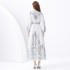 2024 Vacation - Palace style V-neck lantern sleeve double door placket printed long lace dress