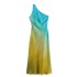 Foreign trade 2024 summer new women's clothing European and American style silk satin texture slanted shoulder sexy tie dye dress 8247490