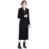 Real time spot French temperament suit collar splicing double row buckle long waist jacket coat