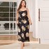 Summer new fat and plus size ice silk sleepwear fashionable casual sleepwear imitation silk sexy printed suspender nightgown