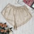 Thin lace up loose shorts with simulated silk soft and anti glare safety pants for women's summer home base shorts