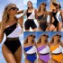 2024 Cross border European and American swimwear women's Amazon AliExpress contrasting bikini one-piece splicing swimsuit