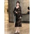 2024 Autumn New Black Hip Wrapping Skirt, Celebrity Tea Break Skirt, French Long Skirt, Look Thin, Show Body, Female Dress