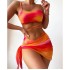 2024 European and American cross-border tie dye bikini swimsuit women's three piece set mesh skirt split bikini Amazon swimsuit