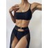 2022 fashion new European and American lace up sexy backless bikini three piece set bikini backless swimsuit in stock batch