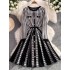 Mingyuan Xiaoxiangfeng Qianniao plaid knitted dress for women in winter, high-quality professional temperament, high waisted umbrella shaped A-line skirt