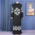 African ethnic style plus size dress, Middle Eastern Muslim style long robe, fashionable V-neck, front and rear rhinestone flared sleeves