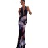 European and American women's cross-border foreign trade manufacturer 2023 new digital printed sexy hanging collar long, medium long dress