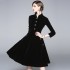 New Velvet Retro Stand up Collar Large Swing Skirt Fashionable and Elegant Slimming Dress