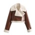 European and American 2023 winter new women's clothing lapel fur integrated fleece double-sided short jacket jacket