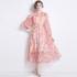 Real time spot French niche strap lace design with floral floral floral mid length skirt print dress