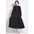 Spot shooting 5111- Versatile Fashion New Product Collar Splicing Lace Lantern Sleeve Shirt+High Waist Half Skirt Set