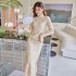 Autumn and winter banquet dress, Chinese style retro improvement, young long cheongsam, bride's wedding toast dress 66666