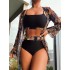 2024 New Swimsuit Women's Bikini European and American Sexy Split Swimsuit Hoodie Amazon Sunscreen Beach 3-Piece Set