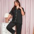 Danilin's new summer fashion casual pajamas two-piece set, plus size loose pants pajamas, thin home clothes