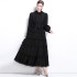 Real time spot lace lace long sleeved buckle long dress, autumn classic intellectual vacation style ins