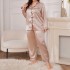 European and American cross-border plus size sleepwear women's long imitation silk sexy nightgown fashionable casual loose lace up sleepwear set