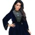 XQY500219 Muslim Dubai Suede Evening Dress Robe Blue Water Drop Hot Diamond Jalabia Women's Wear