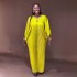 African women's oversized dress with pleats and loose fit, including headscarf and chest flower, all in one size, cross-border source in stock