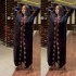 Cross border African women's dress, fashionable gold velvet rhinestone V-neck flared sleeve robe, source in stock