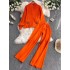 Korean style outfit slimming sweater knitted suit for women 2024 winter new casual high waisted wide leg pants two-piece set