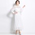 Real shooting spot 2024 new water-soluble lace splicing large swing chiffon dress dress with belt