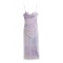 New European and American style pleated printed silk mesh slim fit suspender dress for summer 2024 foreign trade 3081004