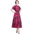 Real shot spot 2024 summer women's collar cotton dress with lining and belt