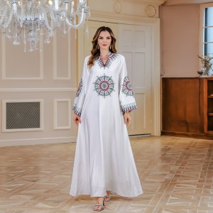 2024 Cross border New Muslim Robe Middle East Dubai Embroidered Women's Dress New Light Luxury Evening Dress