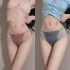 Sexy lace underwear satin light luxury plus size women's mid waist ice silk lifting buttocks breathable mesh silk crotch triangle pants