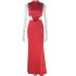 European and American style ins foreign trade women's fashion solid color dress sexy round neck sleeveless waist and back exposed one-step long skirt