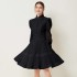 Spot Photo - New 2024 French Elegant Lace Splicing Waist Lantern Sleeve Dress