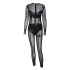 European and American style long sleeved mesh pants, 2024 summer ins new women's sexy see through jumpsuit, foreign trade wholesale