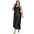 Danilinga fat plus size sleepwear for women, fashionable and breathable casual sleepwear, long imitation silk sexy suspender nightgown